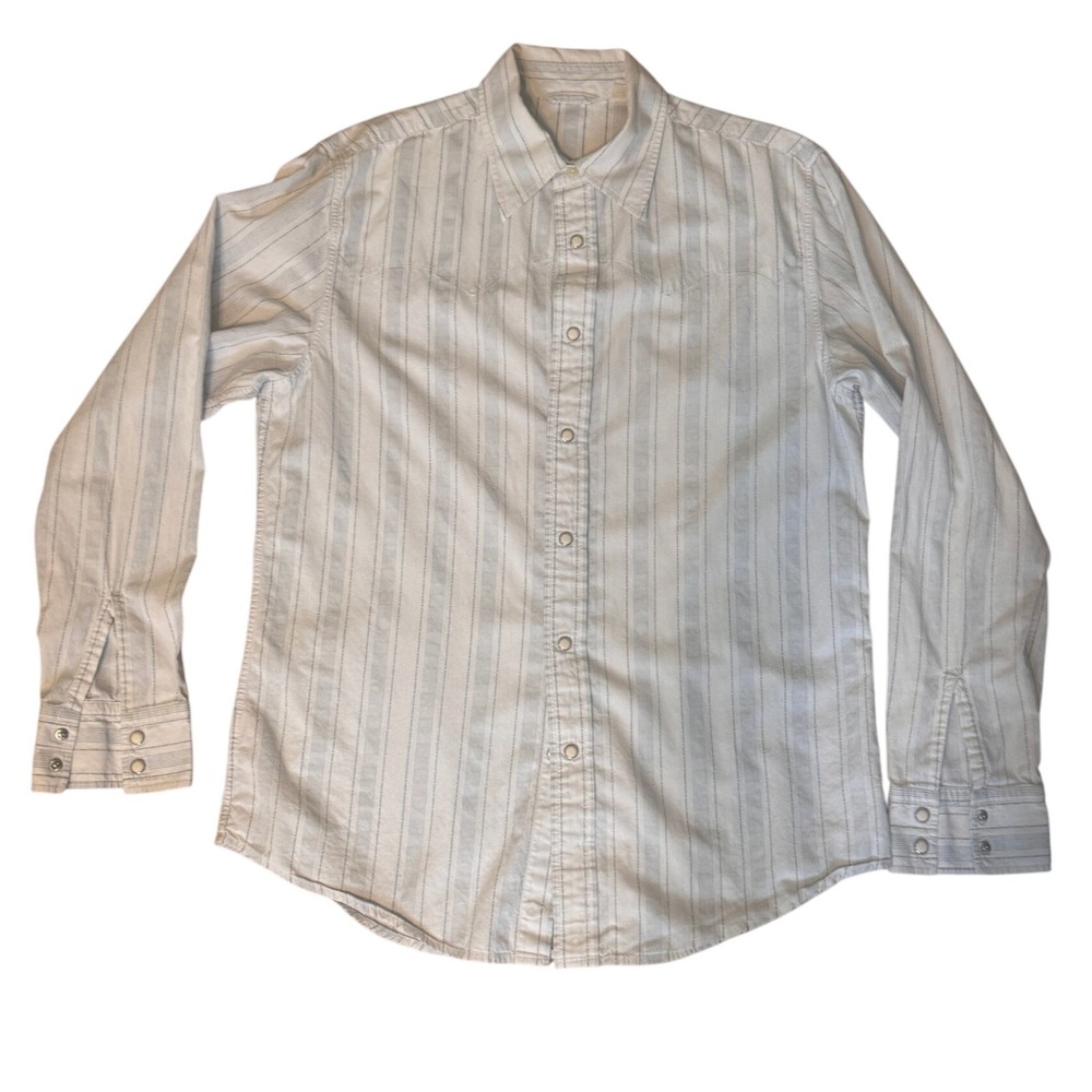 Blue & White Stripe Men's Western Shirt | Gap | Medium‎ | Vintage #0261